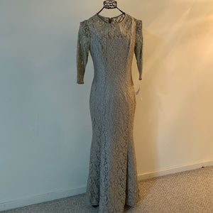 Platinum Stretch Lace Long Gown - NWT